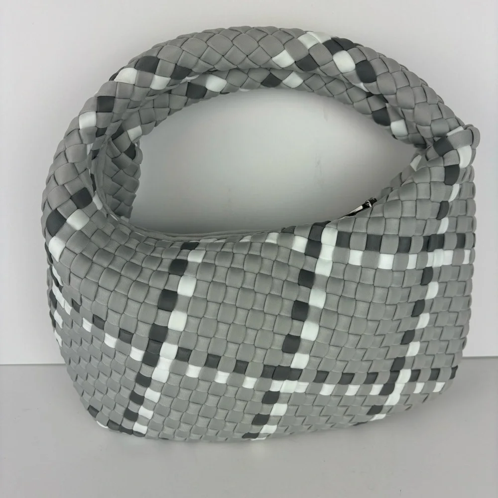 Haute Shores/Carrie Aspen-Mini Woven Hobo Bag in Grey-EUC